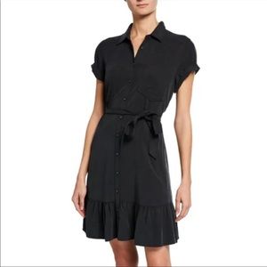 PAIGE Callan belted flounce shirt dress black